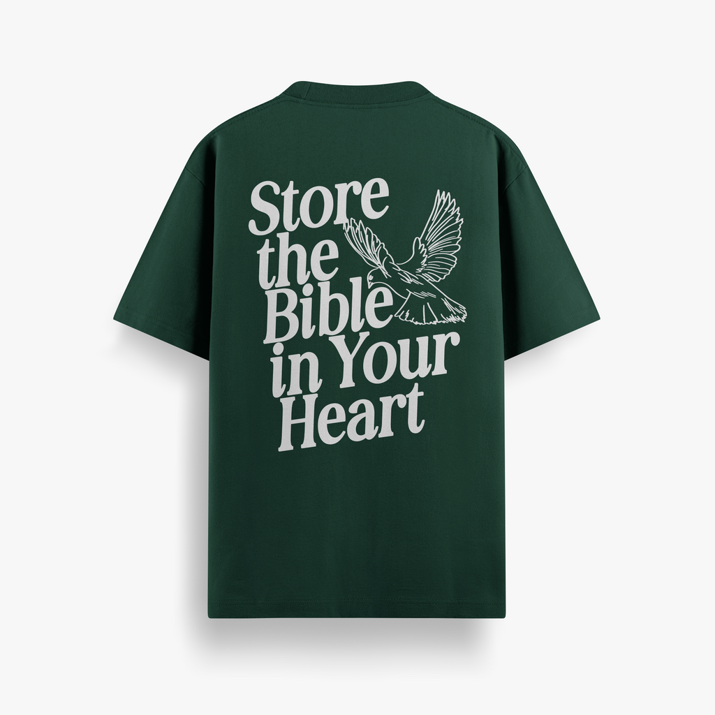 Camiseta Oversized Store The Bible In Your Heart